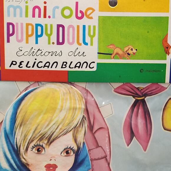 Pelican Blanc Blonde Hair Girl Paper Doll w/Blue Head Scarf Vintage NOS Sealed - Picture 5 of 11